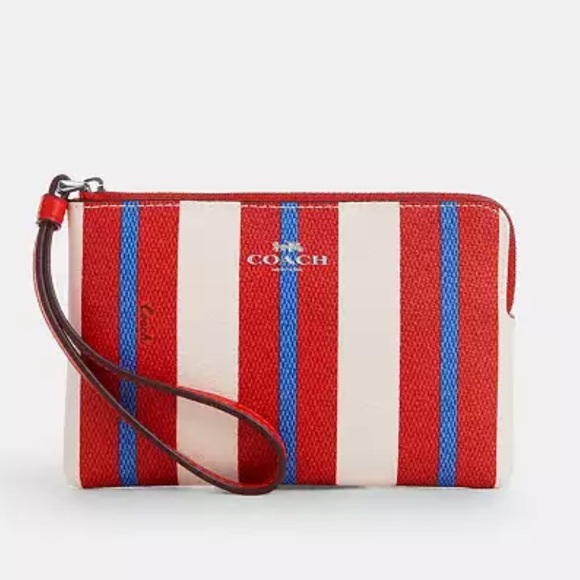 Coach Handbags - Coach Corner Zip Wristlet With Stripe Print nwt in packaging